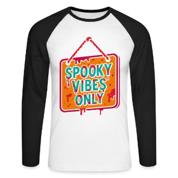 Spooky Vibes Only Halloween Costume Party - Unisex Long Sleeve Baseball T-Shirt - white/black - Front - Nik (191cm)