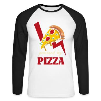 Power Pizza Blitz Logo - Unisex Long Sleeve Baseball T-Shirt - white/black - Front - Nik (191cm)
