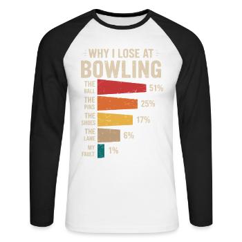 Bowling - Unisex Long Sleeve Baseball T-Shirt - white/black - Front - Nik (191cm)