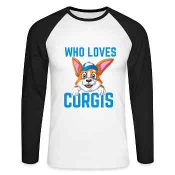 Just a Boy Who Loves Corgi - Unisex Long Sleeve Baseball T-Shirt - white/black - Front - Nik (191cm)