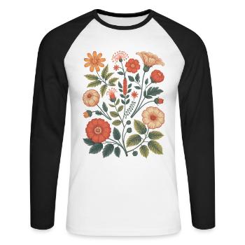 Botanical Flower Diversity Garden Meadow Nature - Unisex Long Sleeve Baseball T-Shirt - white/black - Front - Nik (191cm)