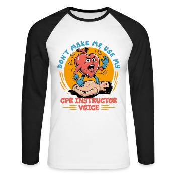 CPR instructor resuscitation emergency doctor - Unisex Long Sleeve Baseball T-Shirt - white/black - Front - Nik (191cm)