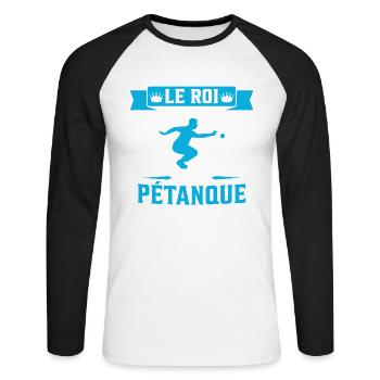 Der König des Pétanque-Bowlings - Unisex Baseballshirt langarm - Weiß/Schwarz - Vorne - Nik (191cm)
