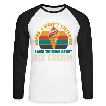 Retro Eiscreme Humor Kreis - Unisex Long Sleeve Baseball T-Shirt - white/black - Front - Nik (191cm)