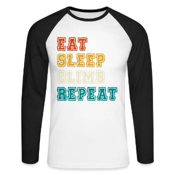 Eat Sleep Climb Repeat Design - Unisex Long Sleeve Baseball T-Shirt - white/black - Front - Nik (191cm)
