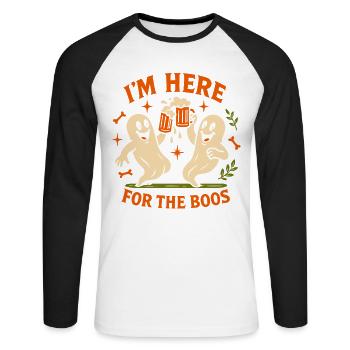 Je suis là pour les huées Costume d’Halloween drôle - T-shirt baseball manches longues Homme - blanc/noir - Devant - Nik (191cm)