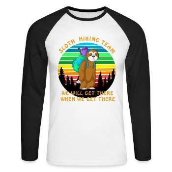 Sloth Hiking Team lustiges Hemd - Unisex Baseballshirt langarm - Weiß/Schwarz - Vorne - Nik (191cm)