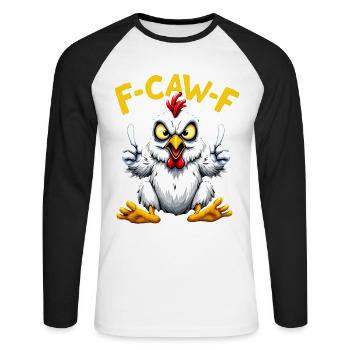 Poulet combattant F-C-A-W-F Dessin animé - T-shirt baseball manches longues Homme - blanc/noir - Devant - Nik (191cm)