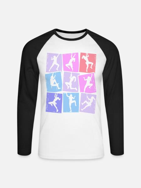 Klettern Berge Kletterer Bouldern Damen Mädchen - Unisex Baseballshirt langarm - Weiß/Schwarz