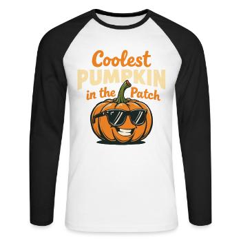 La citrouille la plus cool du champ - T-shirt baseball manches longues Homme - blanc/noir - Devant - Nik (191cm)