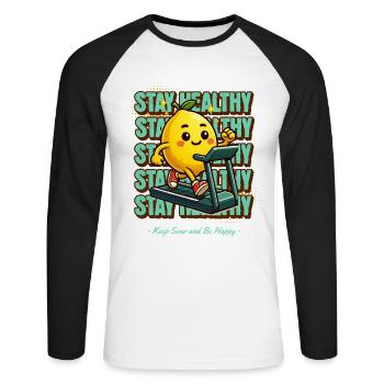 Limonade Lemonade Zitronen Design Stay Healthy - Unisex Baseballshirt langarm - Weiß/Schwarz - Vorne - Nik (191cm)