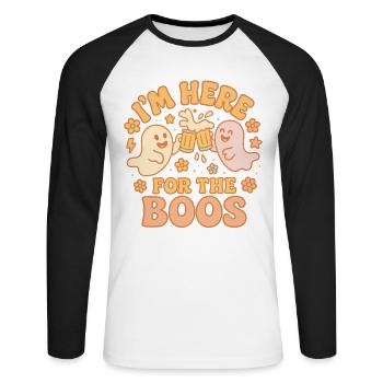 Je suis là pour les huées Halloween Drôle Costume - T-shirt baseball manches longues Homme - blanc/noir - Devant - Nik (191cm)