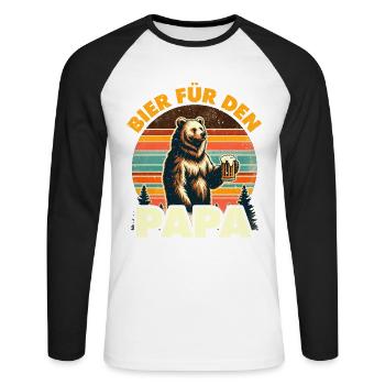 Future papa BIÈRE POUR PAPA Drôle - T-shirt baseball manches longues Homme - blanc/noir - Devant - Nik (191cm)