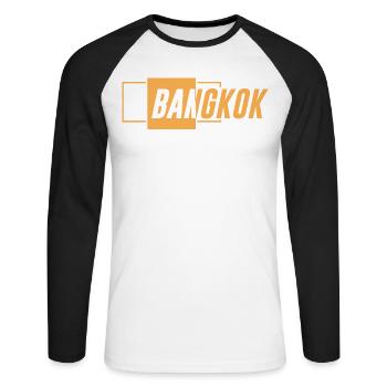 Chemise de voyage Bangkok Thaïlande - T-shirt baseball manches longues Homme - blanc/noir - Devant - Nik (191cm)