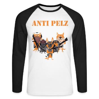 Protection des animaux CLUB ANTI FOURRURE Anti Fourrure Drôle - T-shirt baseball manches longues Homme - blanc/noir - Devant - Nik (191cm)