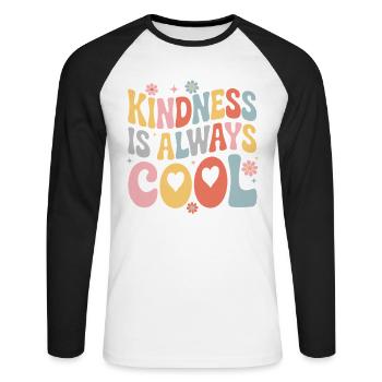 Kindness Is Always Cool Flowers Hearts - Unisex Long Sleeve Baseball T-Shirt - white/black - Front - Nik (191cm)