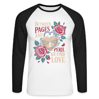 Romance sombre entre les pages et le péril Nous trouvons l’amour - T-shirt baseball manches longues Homme - blanc/noir - Devant - Nik (191cm)