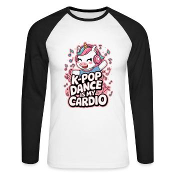 K-Pop Tanz Lustig Korea - Unisex Baseballshirt langarm - Weiß/Schwarz - Vorne - Nik (191cm)