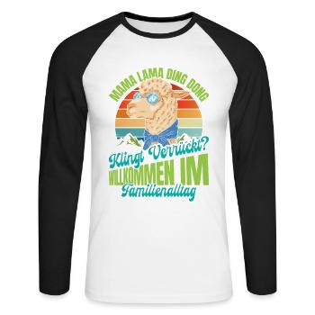 Werdende Mutter MAMA LAMA DING DONG Lustiges - Unisex Baseballshirt langarm - Weiß/Schwarz - Vorne - Nik (191cm)