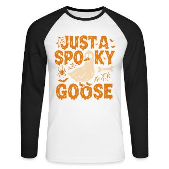 Juste une oie effrayante Halloween Costume Drôle de dicton - T-shirt baseball manches longues Homme - blanc/noir - Devant - Nik (191cm)