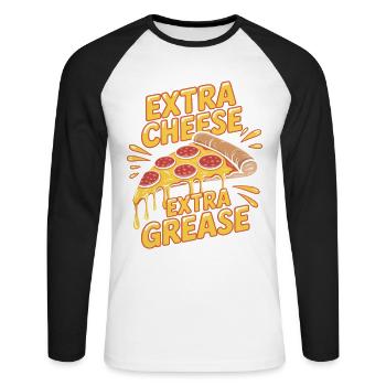 Pizza Foodie Extra Cheese Extra Fat Enjoyment for - Unisex Long Sleeve Baseball T-Shirt - white/black - Front - Nik (191cm)