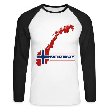 Norwegen Urlaub Natur Geschenk - Unisex Baseballshirt langarm - Weiß/Schwarz - Vorne - Nik (191cm)