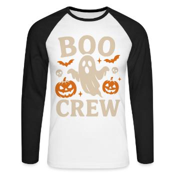 Boo Crew Halloween  - Unisex Baseballshirt langarm - Weiß/Schwarz - Vorne - Nik (191cm)