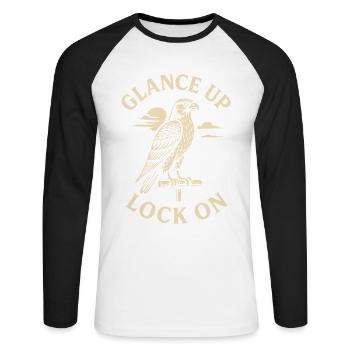 Falcon Glance Up Lock On Falconry Enthusiast - Unisex Long Sleeve Baseball T-Shirt - white/black - Front - Nik (191cm)