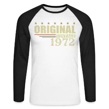 1972 Birthday 1972 - Unisex Long Sleeve Baseball T-Shirt - white/black - Front - Nik (191cm)