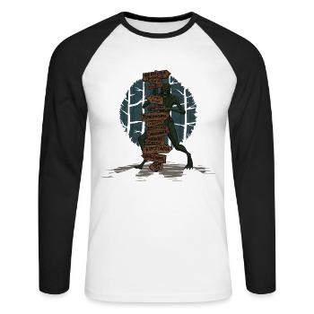 Evil Places - Unisex Long Sleeve Baseball T-Shirt - white/black - Front - Nik (191cm)