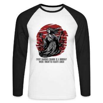 Créatures mythologiques Banshee - T-shirt baseball manches longues Homme - blanc/noir - Devant - Nik (191cm)