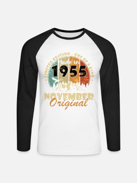 70th Anniversary - Original - November 1955 - Unisex Long Sleeve Baseball T-Shirt - white/black