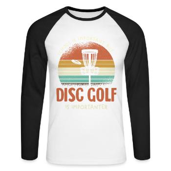 Le disc golf rétro est important - T-shirt baseball manches longues Homme - blanc/noir - Devant - Nik (191cm)