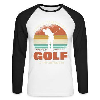 Golf is more important than school retro - Unisex Long Sleeve Baseball T-Shirt - white/black - Front - Nik (191cm)
