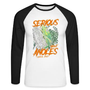 Serious About Cuban Knight Anoles Since 2021 - Unisex Long Sleeve Baseball T-Shirt - white/black - Front - Nik (191cm)