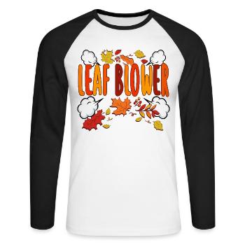 Leaf Blower Autumn Tee - Unisex Long Sleeve Baseball T-Shirt - white/black - Front - Nik (191cm)