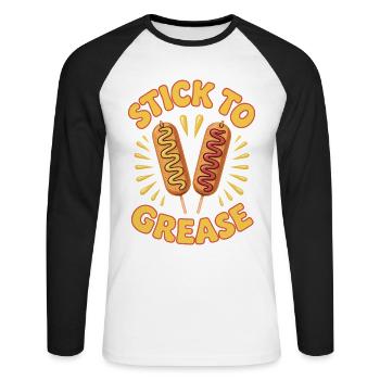  Bleib Bei Fett Corn Dogs Foodie Fettes Essen - Unisex Baseballshirt langarm - Weiß/Schwarz - Vorne - Nik (191cm)