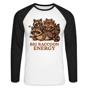 Gros raton laveur énergie humour mème citation - T-shirt baseball manches longues Homme - blanc/noir - Devant - Nik (191cm)