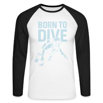 Born to Dive Diver Shirt - Unisex Long Sleeve Baseball T-Shirt - white/black - Front - Nik (191cm)