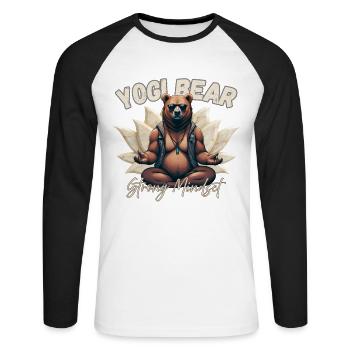 Yogi Bear – Strong Mindset | Spiritual Bear - Unisex Long Sleeve Baseball T-Shirt - white/black - Front - Nik (191cm)