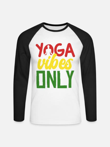 Nur Yoga Vibes Shirt - Unisex Baseballshirt langarm - Weiß/Schwarz