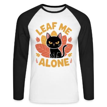 Cat Autumn Funny Leave Me Alone - Unisex Long Sleeve Baseball T-Shirt - white/black - Front - Nik (191cm)