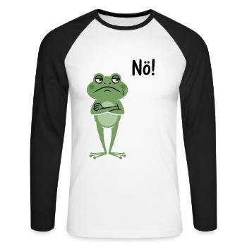 Grenouille sceptique qui dit non - T-shirt baseball manches longues Homme - blanc/noir - Devant - Nik (191cm)