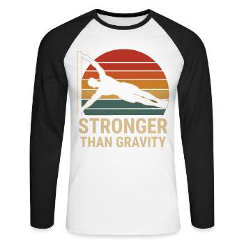 Stronger Than Gravity Calisthenics Fitness Gym - Unisex Long Sleeve Baseball T-Shirt - white/black - Front - Nik (191cm)
