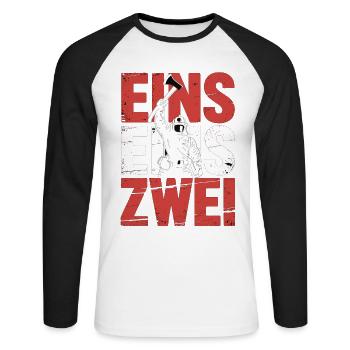Fire Brigade Saying – 112 Emergency Call Hero in Action - Unisex Long Sleeve Baseball T-Shirt - white/black - Front - Nik (191cm)