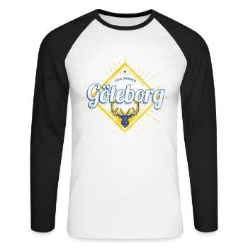 Göteborg avec cerf Suède Vintage Souvenir - T-shirt baseball manches longues Homme - blanc/noir - Devant - Nik (191cm)