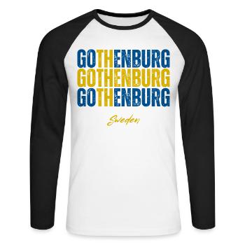 Göteborg, Suède, j’adore la Suède - T-shirt baseball manches longues Homme - blanc/noir - Devant - Nik (191cm)