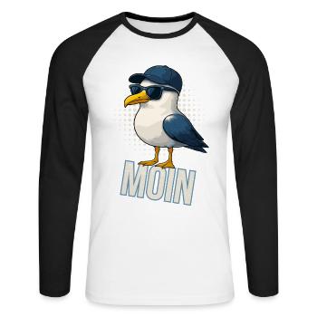 Moin - Mouette avec lunettes de soleil - T-shirt baseball manches longues Homme - blanc/noir - Devant - Nik (191cm)