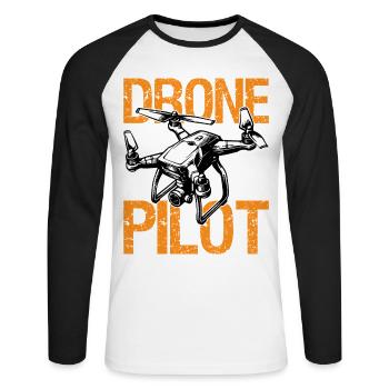 Drone Life Pilot Quadcopter Gift RC - Unisex Long Sleeve Baseball T-Shirt - white/black - Front - Nik (191cm)
