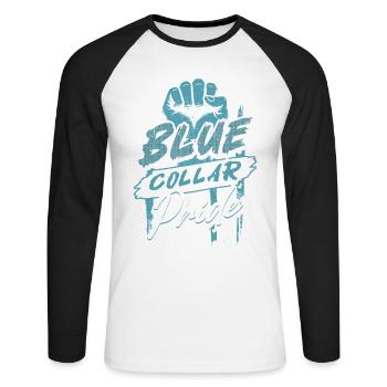 Blue Collar Worker Craft Construction Worker - Unisex Long Sleeve Baseball T-Shirt - white/black - Front - Nik (191cm)